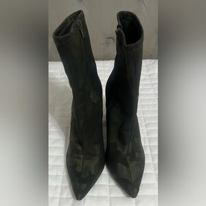 Jeffrey Campbell Siren Camouflage Zip Up Fabric Boots Block Heel Pointed Toe  9M